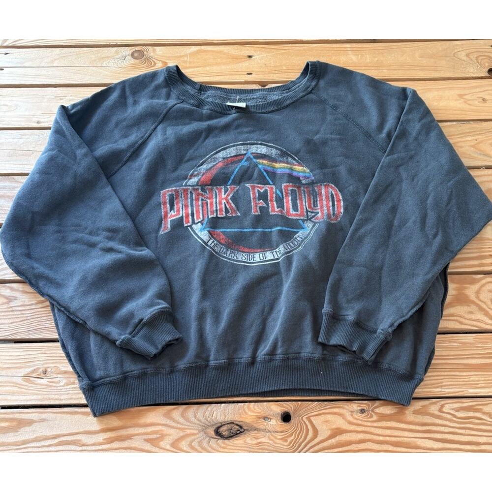 People of leisure $108 NEW Women’s Pink Floyd Oversized Sweatshirt Sz M Grey CC - Picture 2 of 10